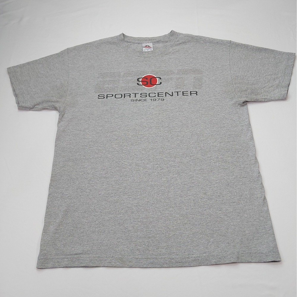 Vintage Sports Center ESPN Faded Logo Since 1979 Gray Graphic T-Shirt Size L